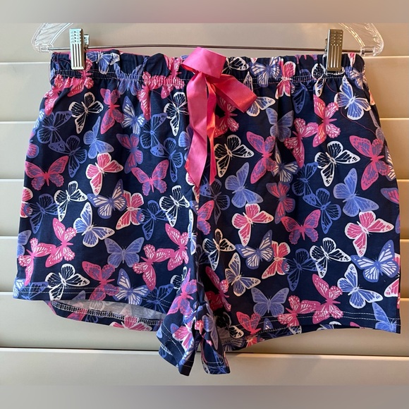 Sleep & Company -NWT - Pink and Blue Butterfly Pajama Set -Shorts Med/Top Small - Picture 3 of 12